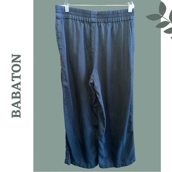 Babaton Aritzia Elastic Waist Pull On Pant Front Side Pockets Wode Leg Medium - Picture 3 of 5